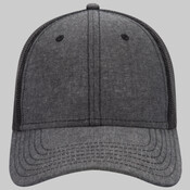 OTTO CAP Cotton Blend Chambray 6 Panel Low Profile Mesh Back Trucker Hat