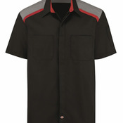 Tricolor Short Sleeve Shop Shirt
