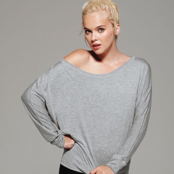 Ladies' Flowy Off Shoulder Long Sleeve Shirt Thumbnail