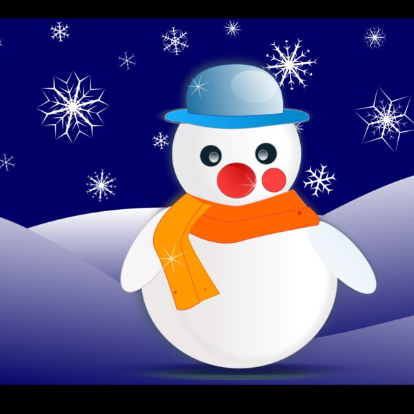 snowman in snowflakes dark Thumbnail
