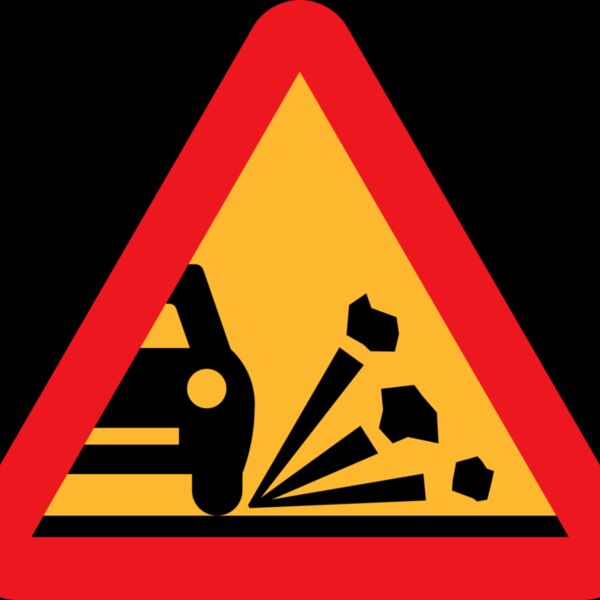 ryanlerch Loose stones on the road roadsign Thumbnail