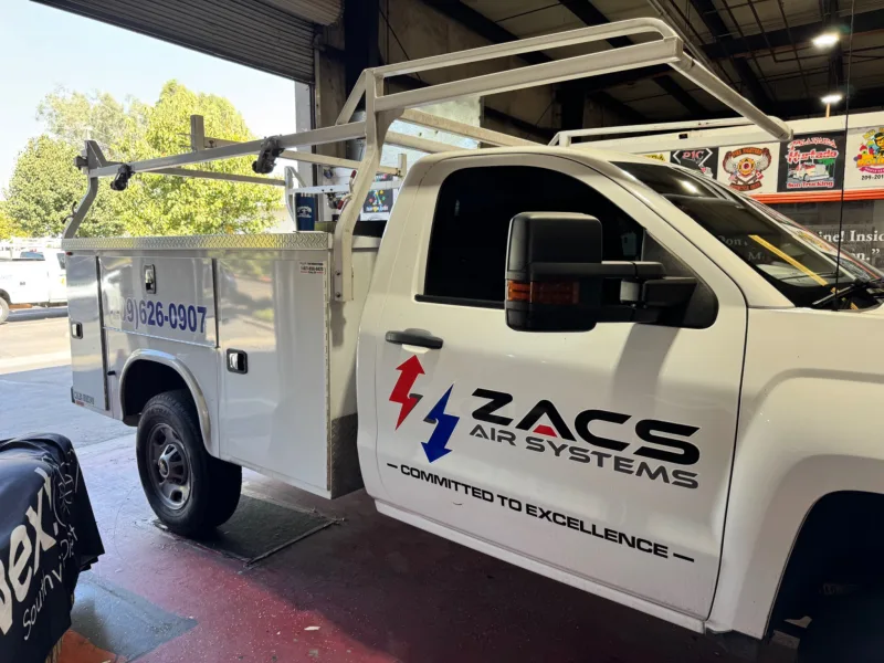 ZACO Air Systems truck door logos and business vehicle lettering